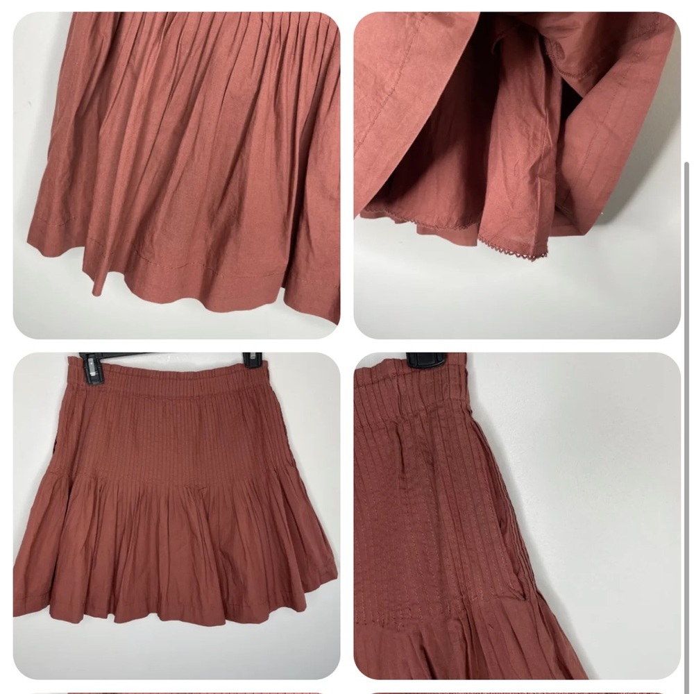 Anthropologie Brown Pleated Skater Tennis Bama Rush Skirt XS - Picture 7 of 8